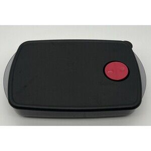 TUPPERWARE Black Microwave 11.75x7.5" Rectangular Divided Dish # 3990